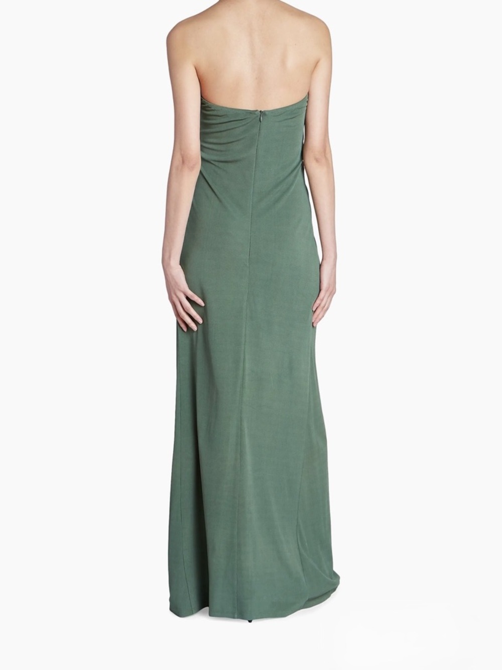 Christopher Esber Arced Palm strapless gathered jersey dress in Bottle Green - Picture 5 of 9